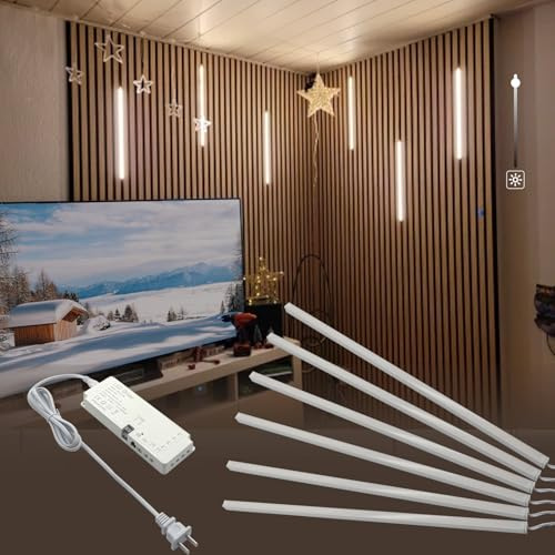 HAMRVL LED Recessed Lighting Wall Panel Lights - 6pcs 16-Inch 4000K Natural White Slat Wall Lights with Touch Switch, Self-Adhesive Dimmable LED Panel Light Strips for Acoustic Panels, Living Rooms