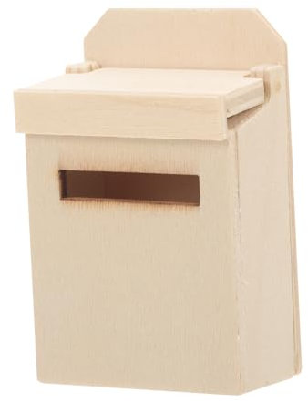 Vaguelly Mini Wooden Mailbox Model Charming Dollhouse Furniture Accessory Retro Style for Diy Miniature House Decorations Boy Girl Playhouses and Miniature Toy Displays