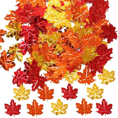 Coriandoli autunnali a forma di foglie d'acero, 15 g, a forma di acero, da spargere sulla tavola, per feste del Ringraziamento