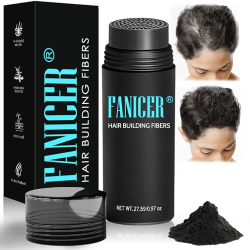 Poudre de fibres capillaires, pour épaississement des cheveux, pour femmes et hommes, poudre capillaire longue durée, pour cheveux fins, couvre les cheveux clairsemés (noir)