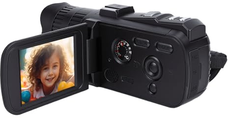 Oreilet Videokamera Videokamera, FHD 24MP 1080P Vloggningskamera med 3,0 Tum 270° Roterbar Färgskärm 18X Zoom Anti Shake, Elektronisk Slutare, för Studenter Nybörjare Barn (Svart)
