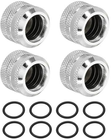 QUARKZMAN 4Pcs Raccordi A Compressione Per Tubi Rigidi (G1/4 A 10 ID 14mm OD, Argento) - Raccordi A Compressione Per Serraggio Rapido Per Tubi Flessibili/Sistemi Di Raffreddamento Ad