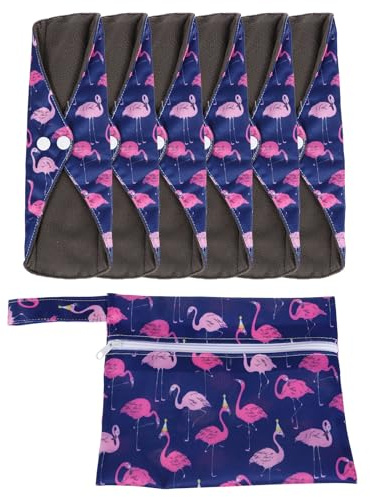 GALPADA Toallas Sanitarias Lavables de Bambú con Fuerte Absorción y Diseño Adorable para Mujeres, Incluye Bolsa Práctica para Uso Diario y Protección Anti-permeable