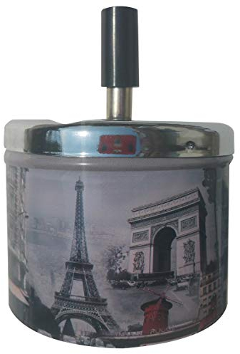 Condello Casa Cendrier Rotatif Rond en Métal de Table avec Poussoir Couvercle pour Cigarettes Fermé Moderne avec Plateau Tournant Sans Fumée Coupe-vent pour Maison Intérieur Extérieur (France)