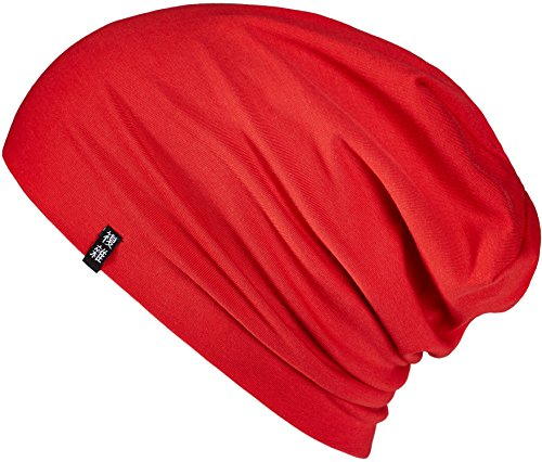 Enter the Complex® Leichte Beanie Mütze, Herren und Damen, Übergangsmütze, Sommer Beanie, Dünne Kopfbedeckung, Baumwolle (Jersey), S/M, Rot