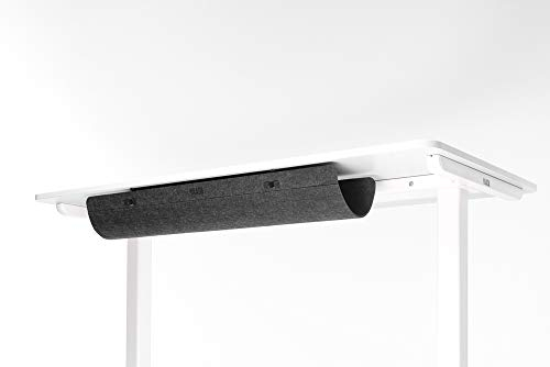 Yaasa Cable Management S/M Kabelkanal Schreibtisch, Grau – 88 x 27 x 7,5-13,4 cm – Kabelmanagement aus Filz – Volumen und Montageposition anpassbar – Desk Organizer, Schreibtisch Zubehör, Kabelwanne