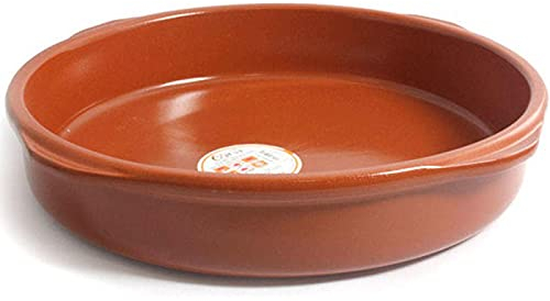 Tradineur Casseruola Rotonda in terracotta Adatta per Vitro e Forno per Stufato e Arrosti fatti in casa - Ø 40 cm Modello Casuale
