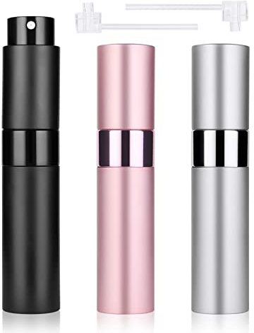 ACWOO Perfume Atomiser Bottles, 3Pcs 10ml Refillable Travel Spray Bottles, Portable Mini Refillable Empty Perfume Bottle, Empty Spray Bottle for Travel, Vacation