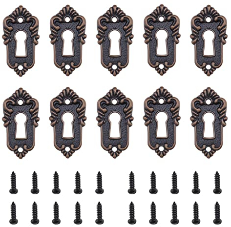 Create idea 10pcs Antique Key Lock Rosettes Bronze Decorative Keyhole Cover Lock Fittings with Screws for Vintage Wooden Box Jewellery Box Gift Box Wine Box 45x23mm