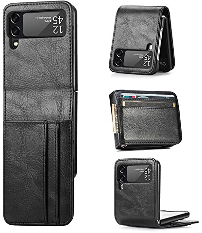 ZCDAYE Étui Portefeuille pour Samsung Galaxy Z Flip 4 Case, Samsung Z Flip 4 5G (2022) Case, Z Flip 4 étui en Cuir avec Porte-Cartes - Noir