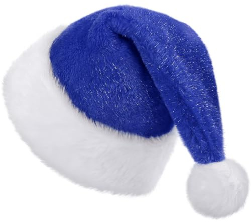 KONVINIT Gorro de Navidad de Felpa de Papá Noel Peludo Gorro papá Noel Sombrero de Navidad Gorro Papa Noel Adulto con Forro Cálido,Rojo