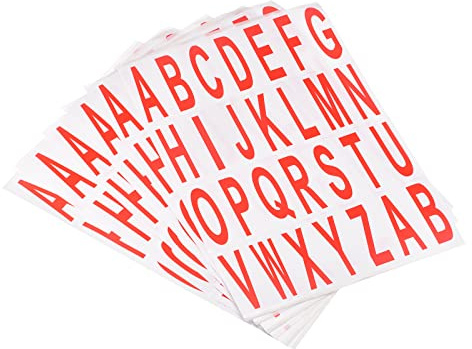 sourcing map 10 stycken bokstavsklistermärken, rött alfabet, klibbiga bokstäver, PVC-vinyl, för brevlådeadress, fönsterdörr