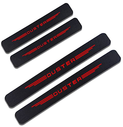 EAGLEG 4 Piezas Embellecedores de Umbral de Puerta de Fibra Carbono de Coche para Dacia Duster, AntiarañAzos Bienvenidos Pedal Accesorios De AutomáTico,Red