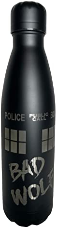 Tardis Bad Wolf Stainless Steel Double Wall Vacuum Insulated Water Bottle 500ml Back