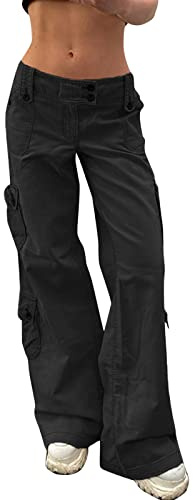 Jeans da donna a vita bassa baggy - pantaloni cargo da donna Y2K jeans baggy a gamba dritta larga estetica vintage oversize jogginghose boyfriend jeans jeans cargo-hose per ragazze adolescenti