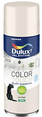 Dulux Valentine Peinture Intérieure et Extérieure Aérosol Color Touch - Pour bois, plastique, PVC, carton, papier - Lin Clair Satin - 400ml