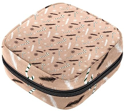 Sanitary Napkin Storage Bag, Feminine Product Pouches Portable Period Kit Bag for Girls Women Ladies Winter Cane Snowflake-01