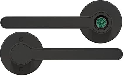 Blusafe Fingerprint Internal Door Lock, Biometric Smart Door Handle, 50 Fingerprints, 2 Backup Keys, HMO/Student Houses, Bedrooms, Home Office Locks (Rose, Black)