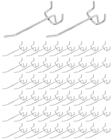 QWORK® 60X Crochet pour Panneau Perforé Mural, Acier Massif de 5 mm avec Revêtement Antirouille, pour les Garages, Remises à Outils, Ateliers(10 cm)