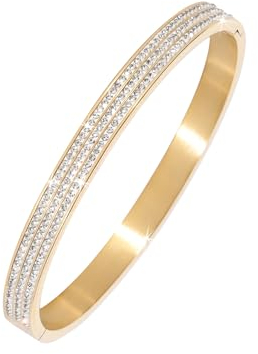 JJDreams Gold Strass Armreif 6mm Gold plattiert Cubic Zirconia Tennis Armreif Hochzeit Schmuck für Party Hochzeit Dating