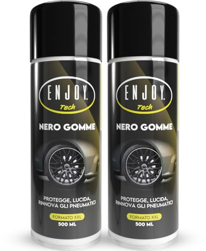 ENJOY TECH Nero Gomme Auto – Lucidante e Protettivo per Pneumatici e Guarnizioni, 500 ml. Nero Brillante, Protegge da Agenti atmosferici e invecchiamento, Facile da Usare (2)