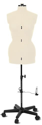 Schneiderpuppe Supa Fit Damen Gr. M (42-48) mit Rollen, weiblicher Torso, Büste, verstellbare Drehregler, individuelle Anpassung an Hals, Taille, Brust, Hüfte (beige, M)