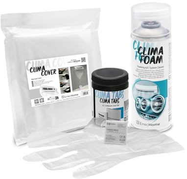 ERRECHOME Cleaning Kit for Air Conditioners, includes Clima Foam Air Conditioner Foaming Cleaner, Clima Cover, Clima Tabs 40 Tabs for A/C Condensate Drain, Disposable Gloves
