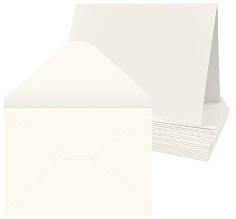 20 Set 5x7 inch Elfenbein Blanko Karten mit Briefumschläge, 100gsm Umschläge 300gsm Faltkarten für Grußkarten, Einladung, Geburtstagskarten, Dankeskarten - 12,7 x 17,8 cm