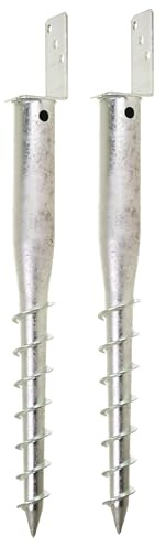 Aqbau® Lot de 2 Supports de Poteau en L pour Poteaux en Bois Carré à Visser, Douille de Sol à Visser, Métal Galvanisé, Montage au Sol