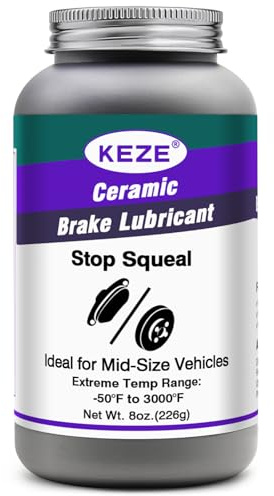 KEZE High Temp Ceramic Brake Parts Lubricant Extreme Brake Grease/Lubricant for Caliper Pin Pad Parts Assembly Automotive Prevents Seizing Stops Squeaking, 226g Brush Top Can