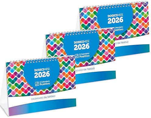 3 PZ - Calendario da Tavolo 2026 | In Carta Ecosostenibile NON Patinata - Ideale per segnare Appuntamenti ed Impegni | Calendario da Scrivania – Dimensioni 21x15 | 28 facciate