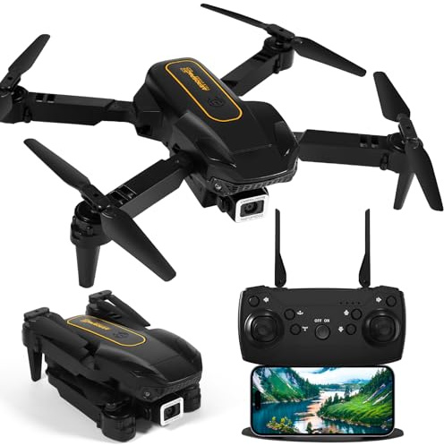 Drone med 1080P-kamera, 3 hastighetslägen, höjdbehållande, 360 ° Flip, fyrkopter RC-drönare, fällbar drönare med transportväska för nybörjare