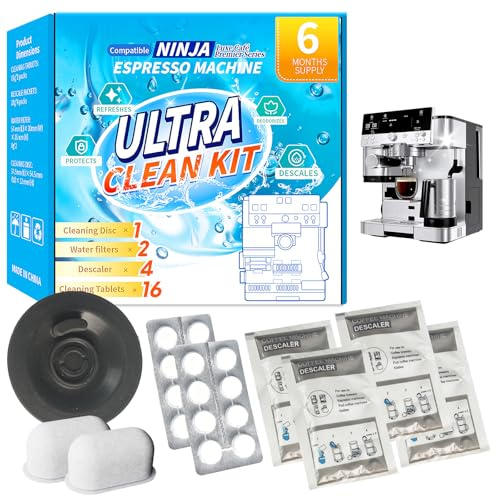 OCTPLAY Espresso Cleaning Supply Kit for Ninja Luxe Cafe, 6 Month Supply, Descale Packets, Cleaning Tablets, Water Filters,Disc,Espresso & Coffee Machine ES501 ES601 ES701 Cleaner