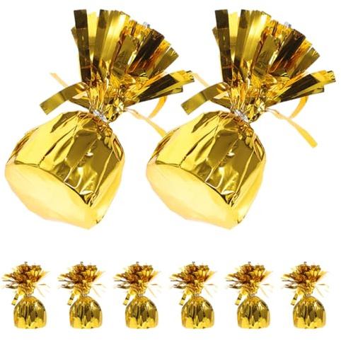 ANDRESLAD Pesas para Globos de Gas 8 Piezas Metálicas Doradas Soportes Pesados para Globos Colgantes para Decoración de Fiestas Bodas y Cumpleaños