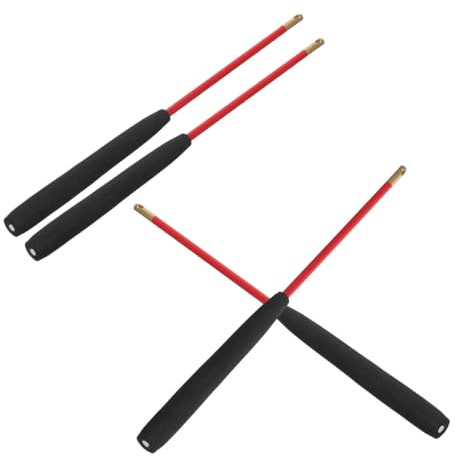 NOLITOY Bacchette Diabolo Antiscivolo in Fibra di Vetro per Giocolieri con Testa Pesata e Fori per Fissaggio Corda, Set da 2 Paia per Pratica e Spettacoli di Giocoleria