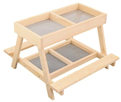Comedero para pollitos de madera - Mesa de picnic para comedero para pollos, suministros para gallinero hechos a mano con 4 compartimentos separados | Estación de alimentación para pollos adultos y