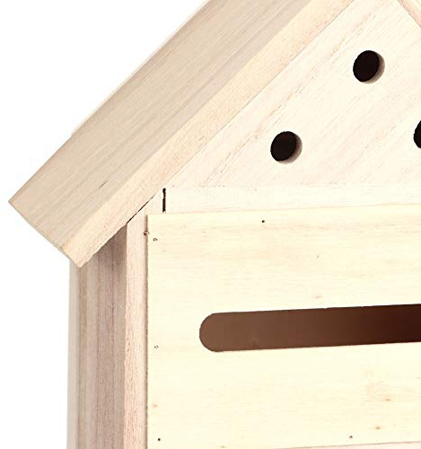 Walfront Casa de Abejas de Madera, Hotel de Jardín Al Aire Libre de Madera de Nogal para Abejas y Mariquitas, Hermosa Caja Nido Decorativa para Observación de Aves en el Patio Trasero (B)