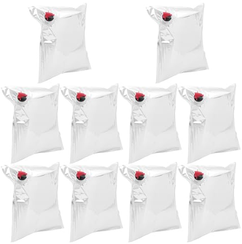 Veemoon 10pcs Reusable Wine Purse with Hidden Spout, 5l Refillable Wine Storage Pouch for Drinks, Silver Ny Vmpet Pe Beverage Pouches for Parties and Outdoor Activities
