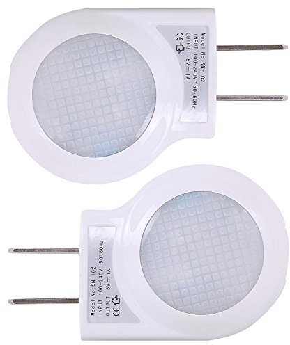 Omeet Portable Plug-in 0.7W Travel LED Night Light - 2 Pack of White