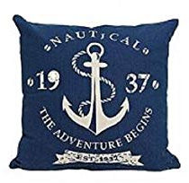 Osters muschel-samlare-shop kuddfodral – dekorkudde – maritim med ankarmotiv och text (blå) 40 x 40 / trädgårdsdyna/soffkuddar / stolkudde