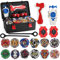 3T6B 12 Nouvelles Battle Toupies Nado avec Lanceur Burst Turbo, Toupie Gyro Pocket Box Pro (Noir)
