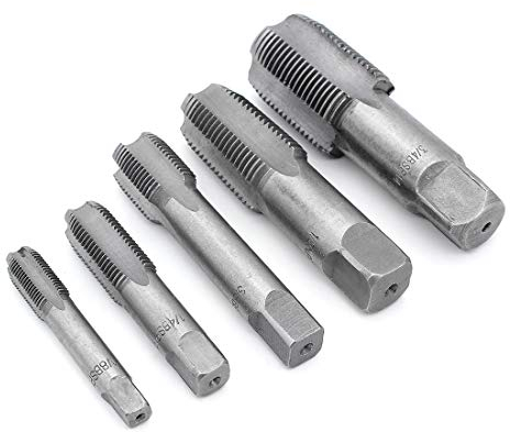 Yuhtech 5Pcs Gewindenachbohrer, BSP 55 Grad Gewindeschneider G1/8 G1/4 G3/8 G1/2 G3/4