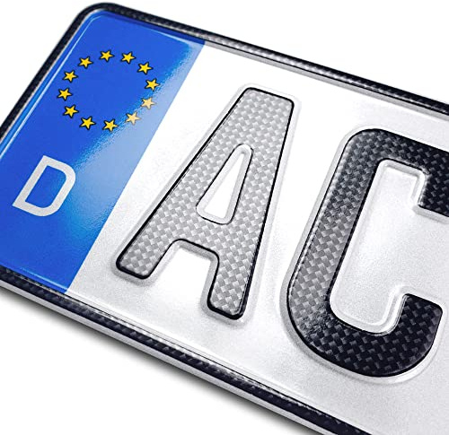 schildEVO 1 Carbon Kfz Kennzeichen | 440 x 110 mm | Kurzes Autokennzeichen 44 cm | OFFIZIELL amtliches Nummernschild | DIN-Zertifiziert – EU Wunschkennzeichen mit individueller Prägung