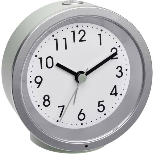 TFA Dostmann Despertador analógico 60.1034.04 con Movimiento silencioso retroiluminado, Verde, 103 x 39 x 99 mm