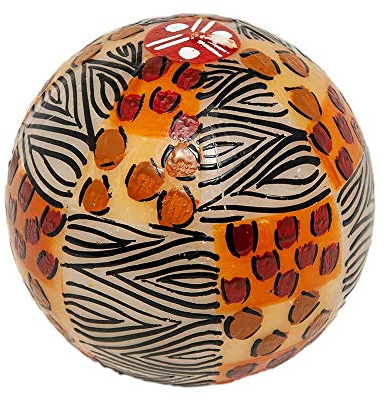 Kapula Südafrikanische Kugelkerze – handbemalte dekorative Kerze – Tierdruck-Design – 12 cm – Fair Trade