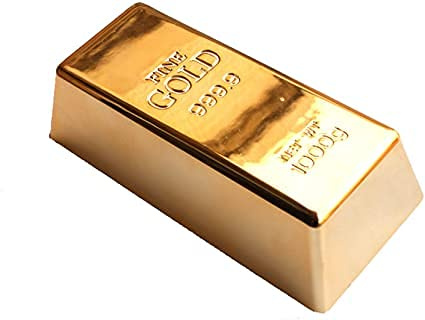 EDOBLUE Gold Bar Doorstop Shiny Fake Fake Golden Brick Replica Gold Paperweight Door Stopper Decorations Realistic Gold Bar Brick Prop Movie Prop