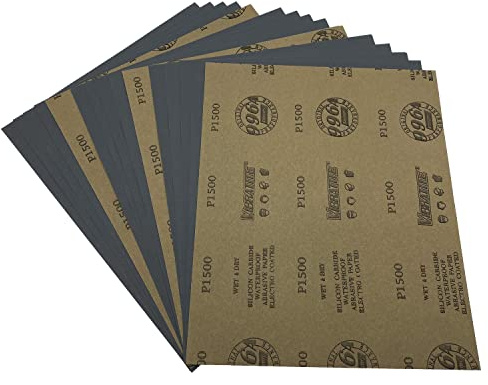 AutKerige 1500 Grit Wet Dry Sandpaper, 9 x 11 Inch Sanding Sheets, 15PCS Premium Silicon Carbide Sand Paper for Wood Metal Ceramic or Auto Polishing and Scratches Removing