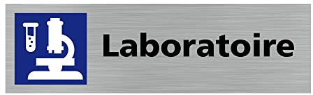 Signalétique.biz France - Plaque de porte LABORATOIRE (Q0340) - 170 X 50 mm - Adhésif aspect aluminium brossé