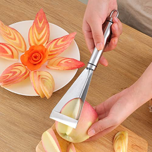 Fruit Carving Knife, Stainless Steel Antislip Engraving Blades Fruit Carving Tool, Triangular Shape Channel Knife Tool for Home Kitchen