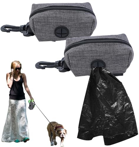 2 Stück Hundekotbeutel-Spender, Universal Dog Bag Poop Dispenser mit Reißverschluss, Kotbeutelhalter Hundekotbeutel Spender Beutelspender für alle Hundeleinen, Gassi Laufen(Grau)